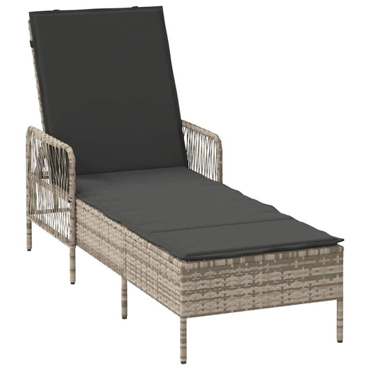 Espreguiçadeira 1-pessoa Cinzento-claro 157 x 55 x 92cm vime PE