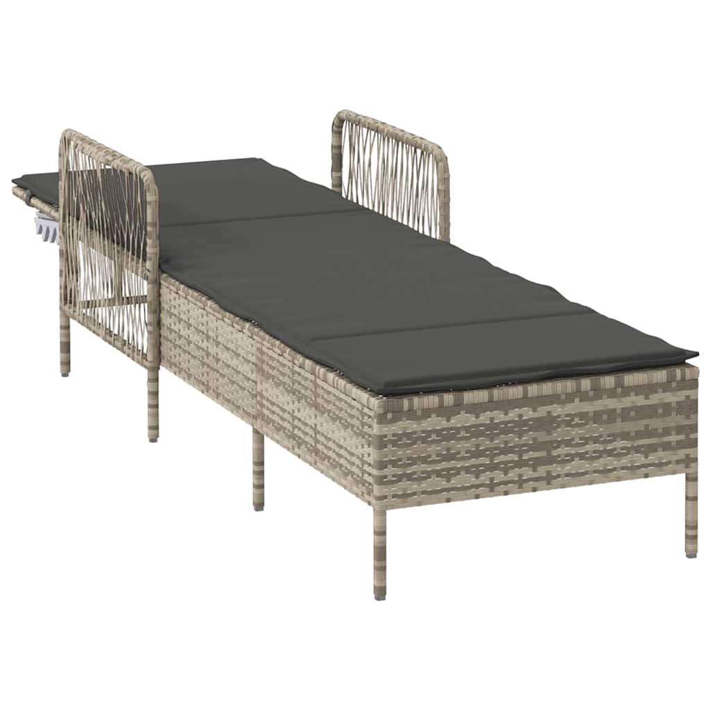 Espreguiçadeira 1-pessoa Cinzento-claro 157 x 55 x 92cm vime PE