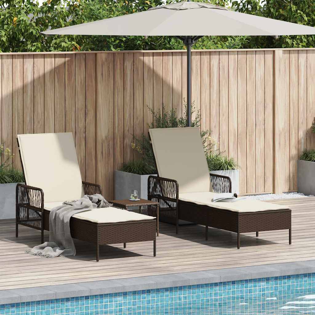 Espreguiçadeira 2-pessoa 2 pcs Castanho 35 x 35 x 32cm vime PE
