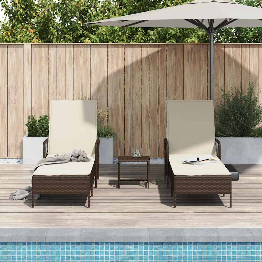 Espreguiçadeira 2-pessoa 2 pcs Castanho 35 x 35 x 32cm vime PE