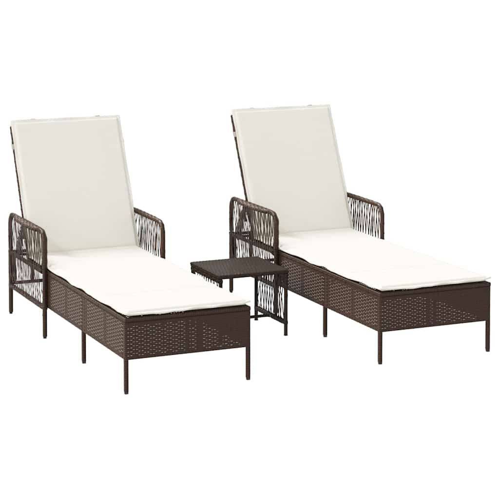Espreguiçadeira 2-pessoa 2 pcs Castanho 35 x 35 x 32cm vime PE