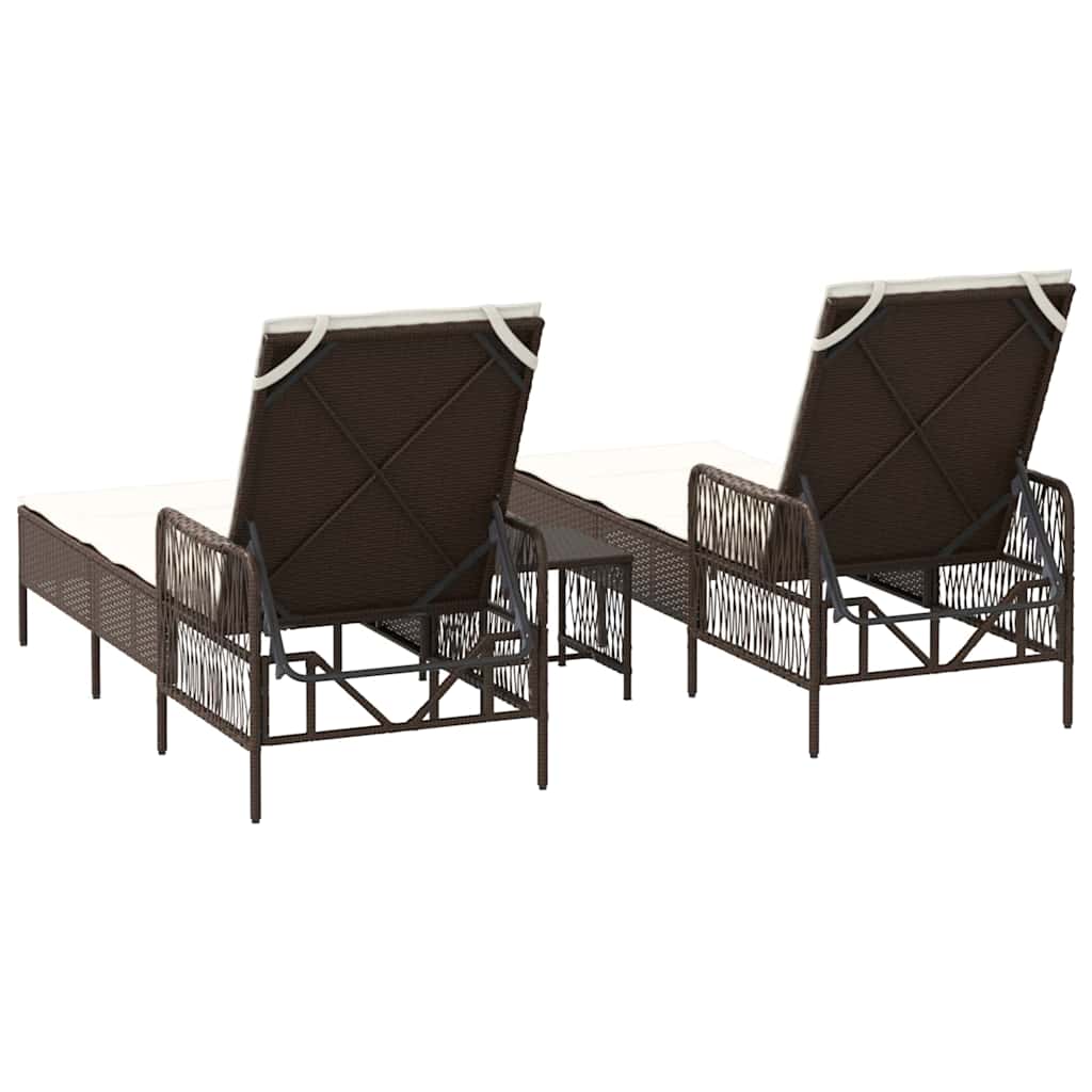 Espreguiçadeira 2-pessoa 2 pcs Castanho 35 x 35 x 32cm vime PE