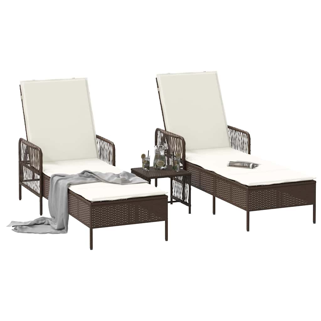 Espreguiçadeira 2-pessoa 2 pcs Castanho 35 x 35 x 32cm vime PE