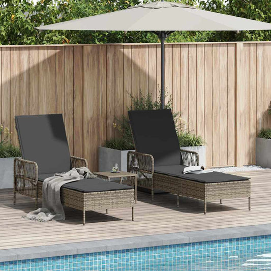 Espreguiçadeira 2-pessoa 2 pcs Cinzeto 35 x 35 x 32cm vime PE