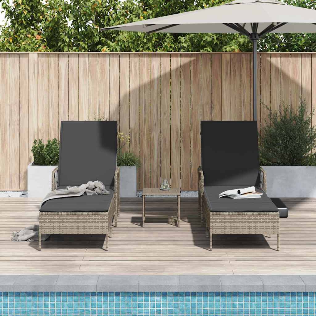 Espreguiçadeira 2-pessoa 2 pcs Cinzeto 35 x 35 x 32cm vime PE