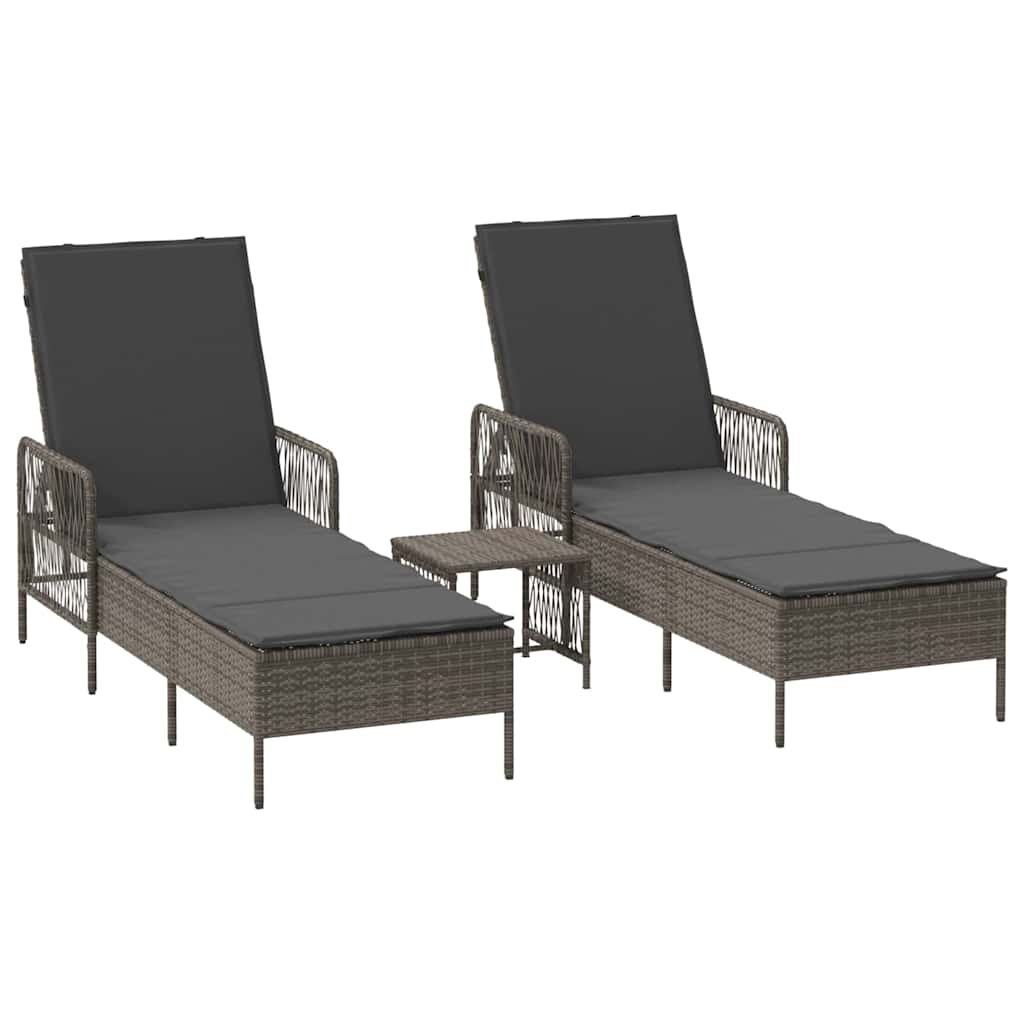 Espreguiçadeira 2-pessoa 2 pcs Cinzeto 35 x 35 x 32cm vime PE