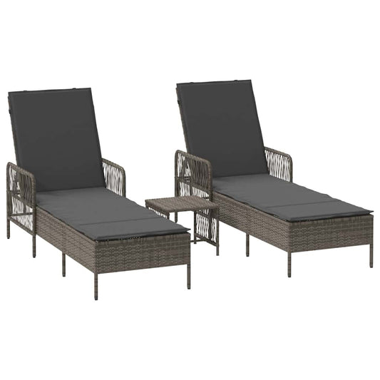 Espreguiçadeira 2-pessoa 2 pcs Cinzeto 35 x 35 x 32cm vime PE