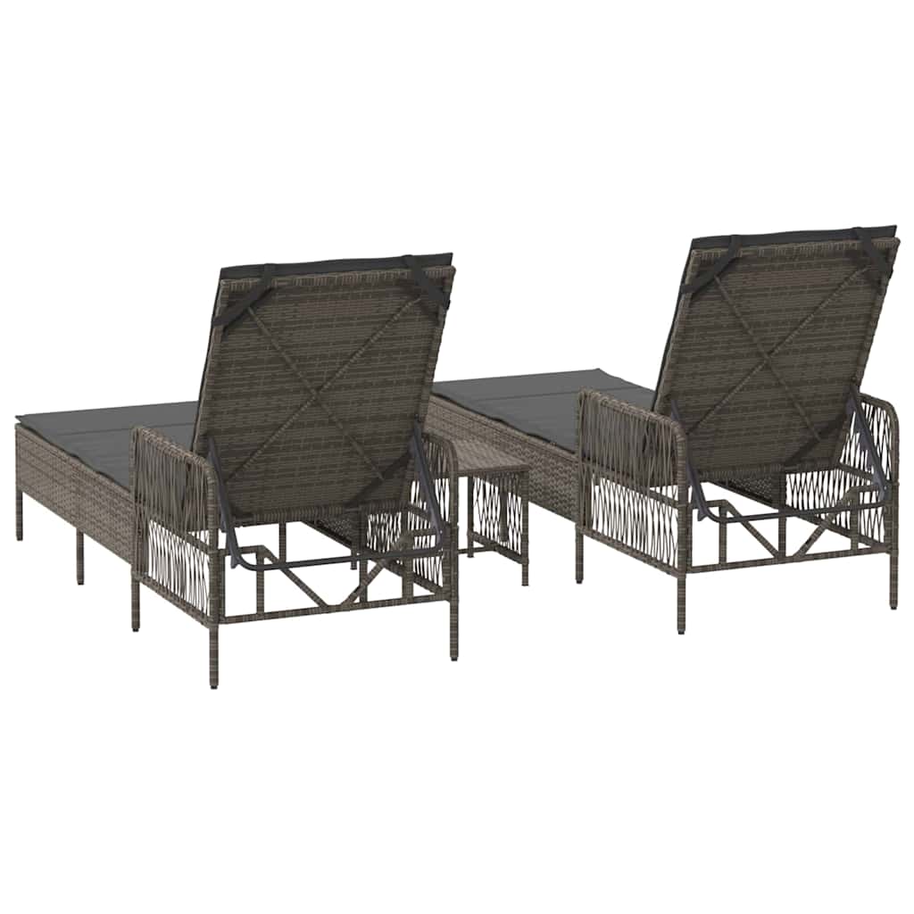Espreguiçadeira 2-pessoa 2 pcs Cinzeto 35 x 35 x 32cm vime PE
