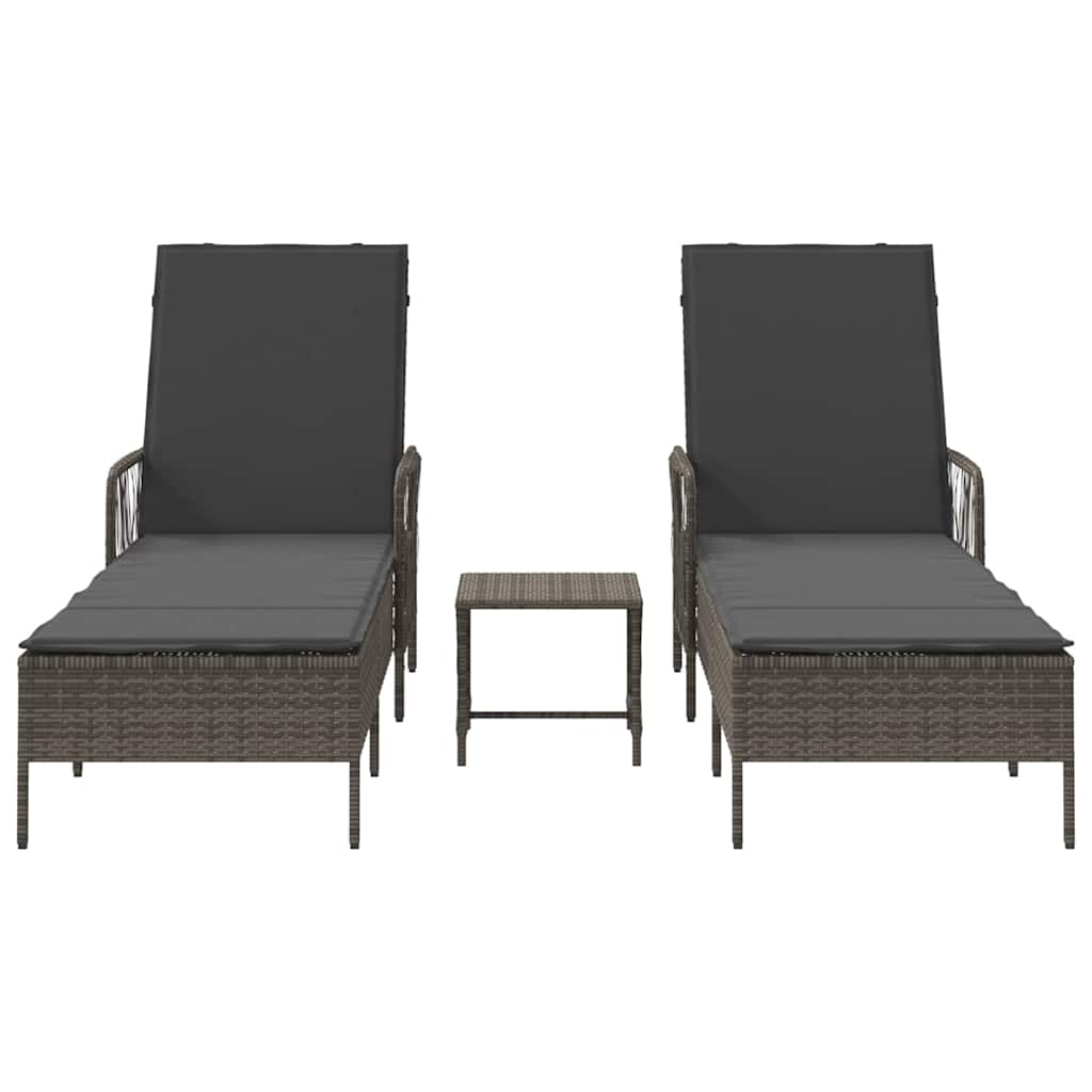 Espreguiçadeira 2-pessoa 2 pcs Cinzeto 35 x 35 x 32cm vime PE