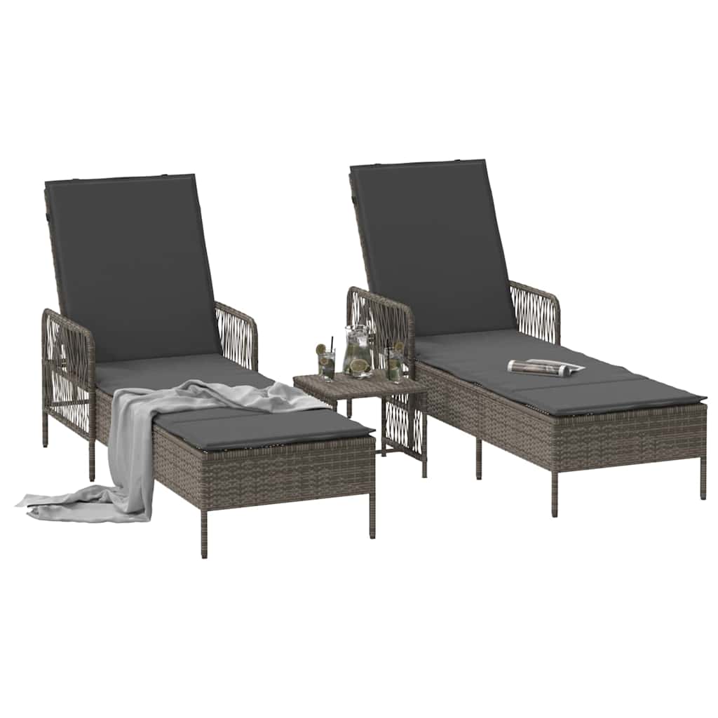 Espreguiçadeira 2-pessoa 2 pcs Cinzeto 35 x 35 x 32cm vime PE