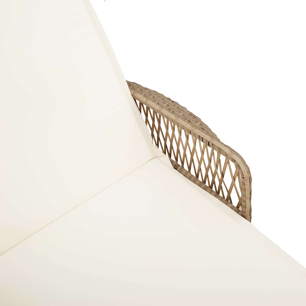 Espreguiçadeira com almofada 2 pcs Bege 35 x 35 x 32cm vime PE