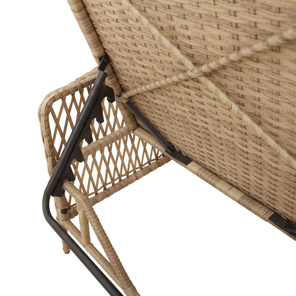 Espreguiçadeira com almofada 2 pcs Bege 35 x 35 x 32cm vime PE