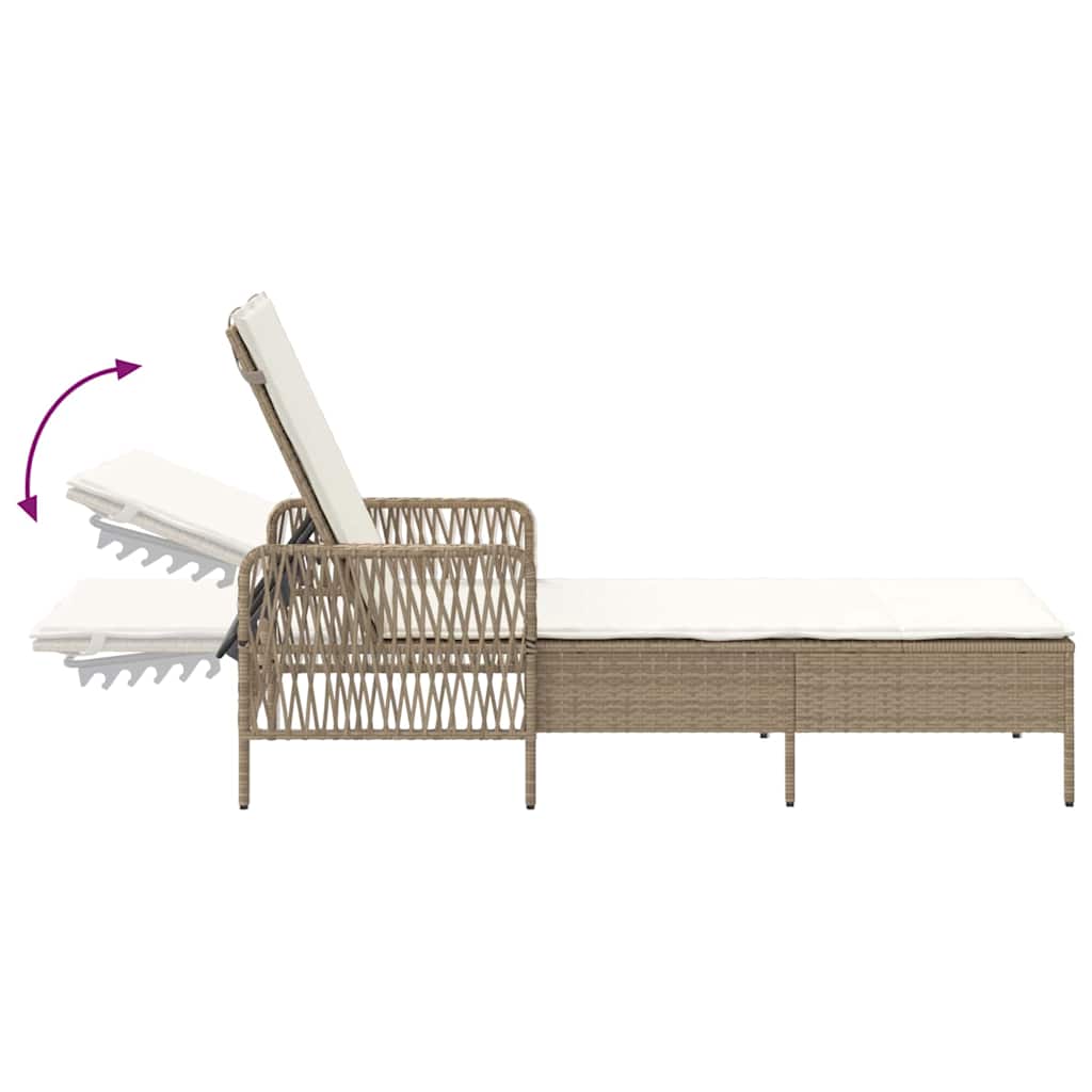 Espreguiçadeira com almofada 2 pcs Bege 35 x 35 x 32cm vime PE