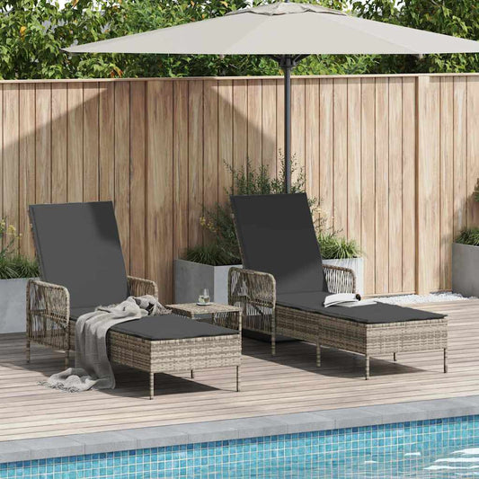Espreguiçadeira 2 pcs Cinzento-claro 35 x 35 x 32cm vime PE