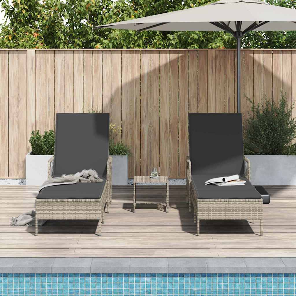 Espreguiçadeira 2 pcs Cinzento-claro 35 x 35 x 32cm vime PE