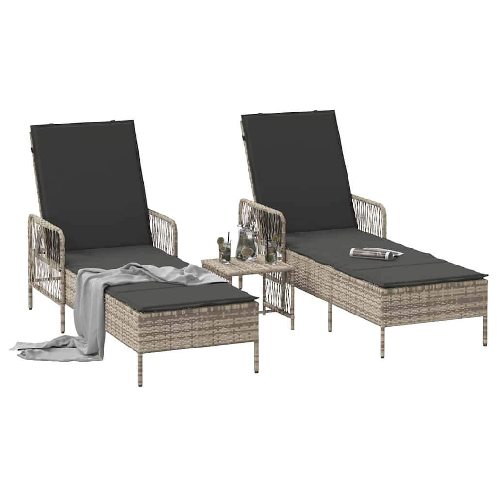 Espreguiçadeira 2 pcs Cinzento-claro 35 x 35 x 32cm vime PE