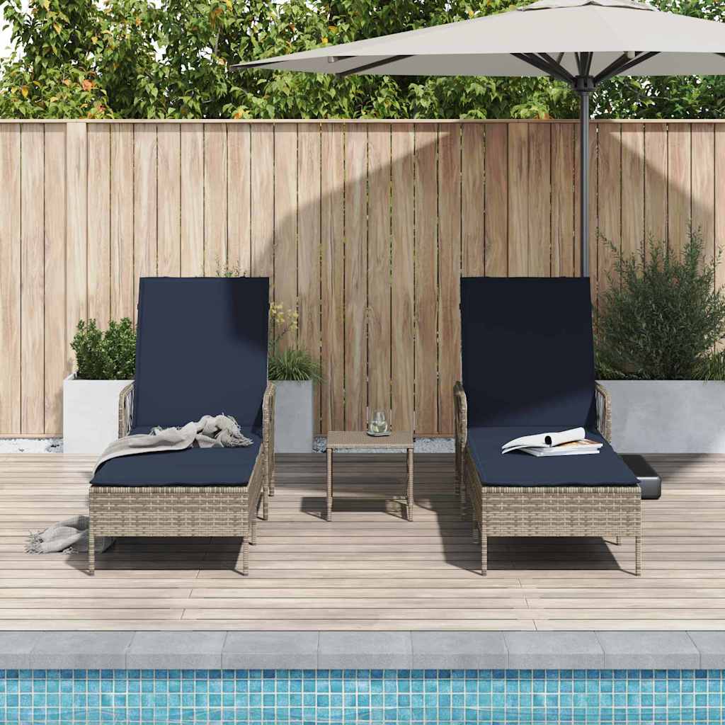 Espreguiçadeira 2-pessoa 2 pcs Cinzeto 35 x 35 x 32cm vime PE