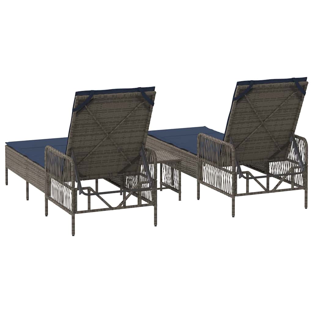 Espreguiçadeira 2-pessoa 2 pcs Cinzeto 35 x 35 x 32cm vime PE