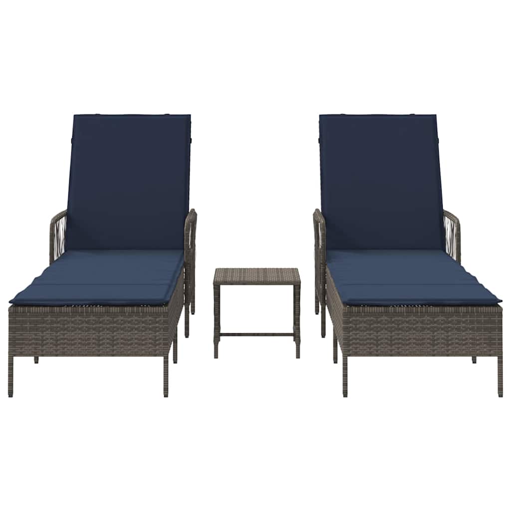 Espreguiçadeira 2-pessoa 2 pcs Cinzeto 35 x 35 x 32cm vime PE