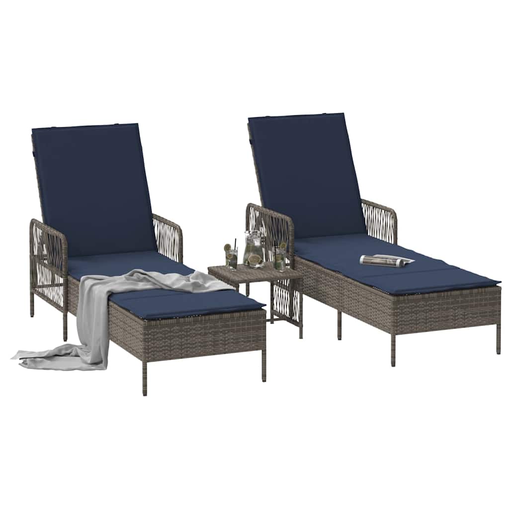 Espreguiçadeira 2-pessoa 2 pcs Cinzeto 35 x 35 x 32cm vime PE