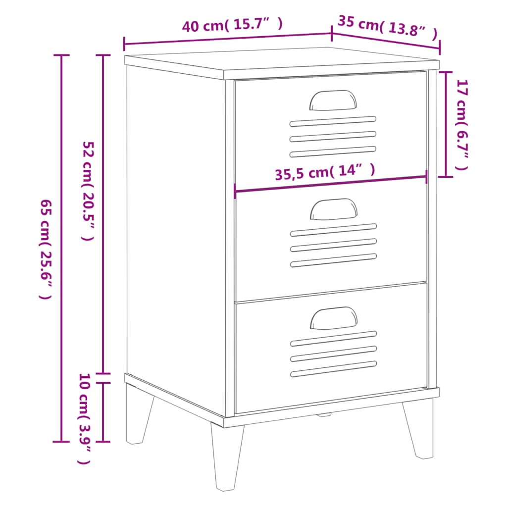 Mesa de cabeceira VIKEN derivados de madeira branco