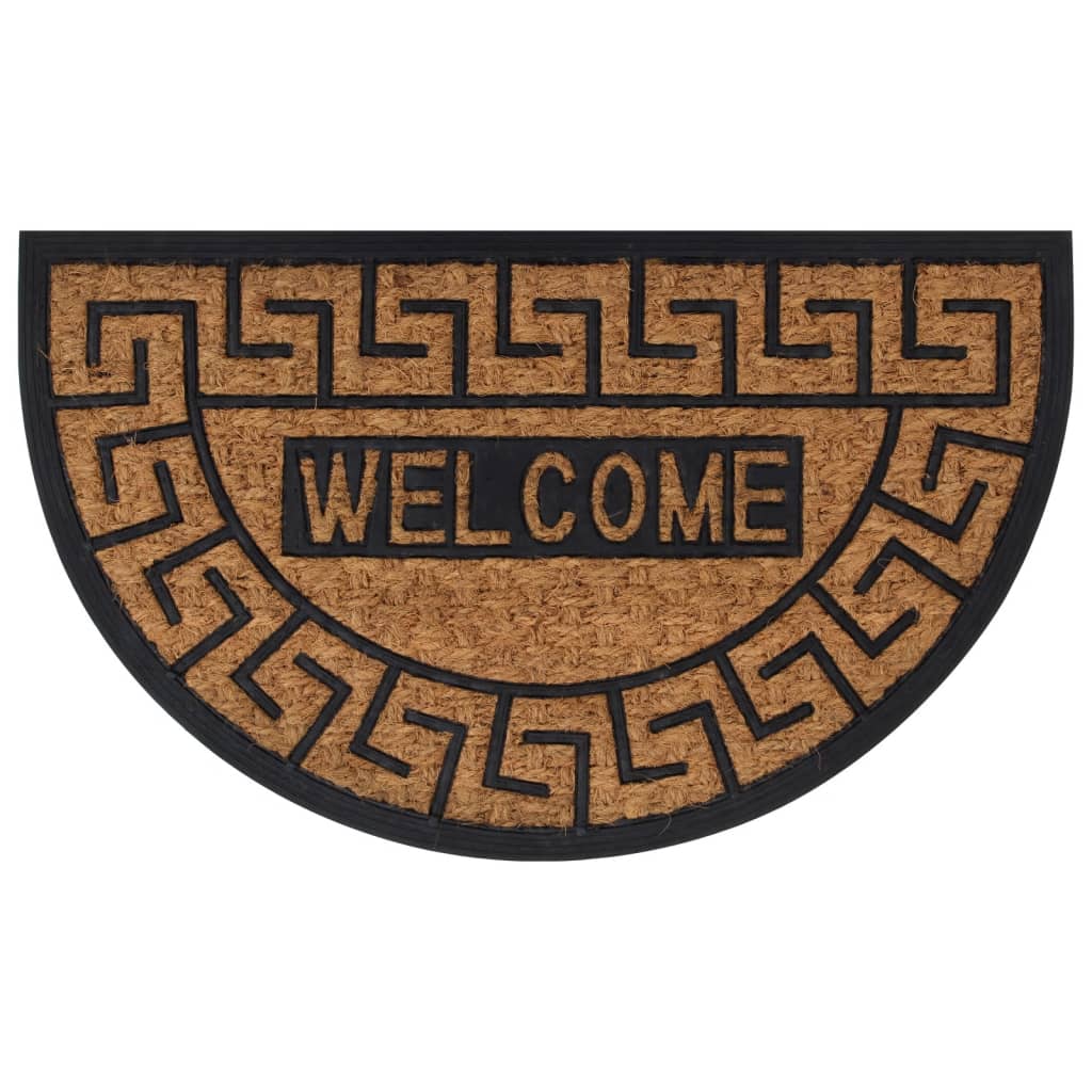 Tapete de porta semicircular 45x75 cm borracha e fibra de coco