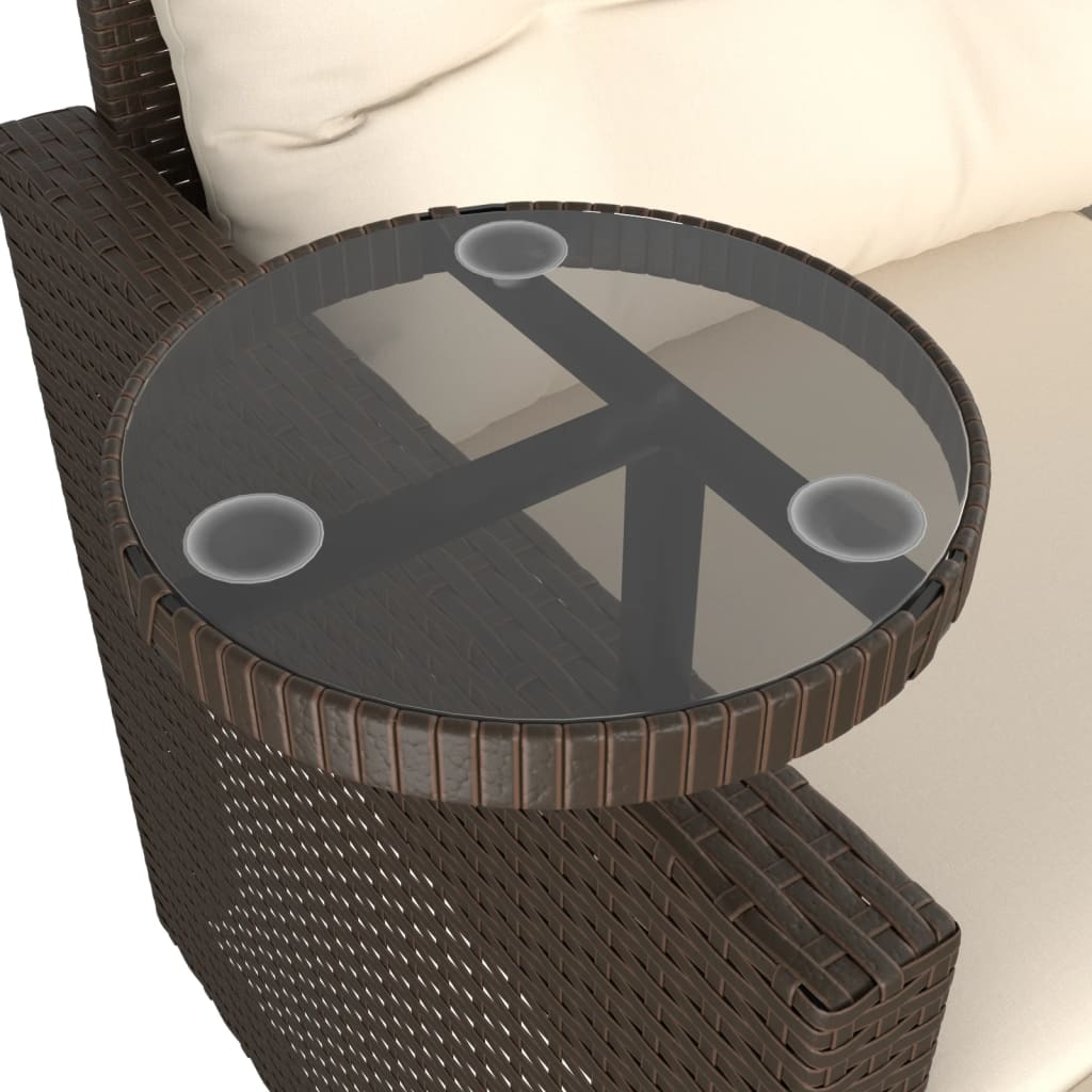 3 pcs conjunto sofás de jardim com almofadões vime PE castanho