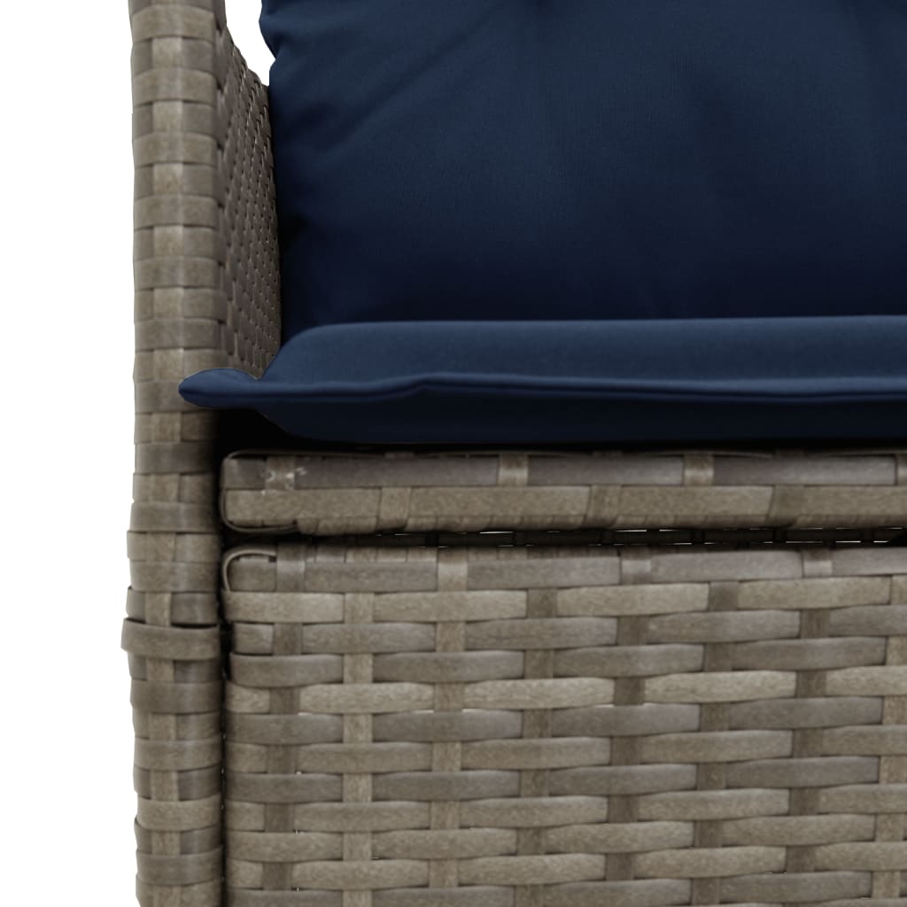 Sofá de jardim reclinável de 2 lugares com Mesa em vime sintético cinza