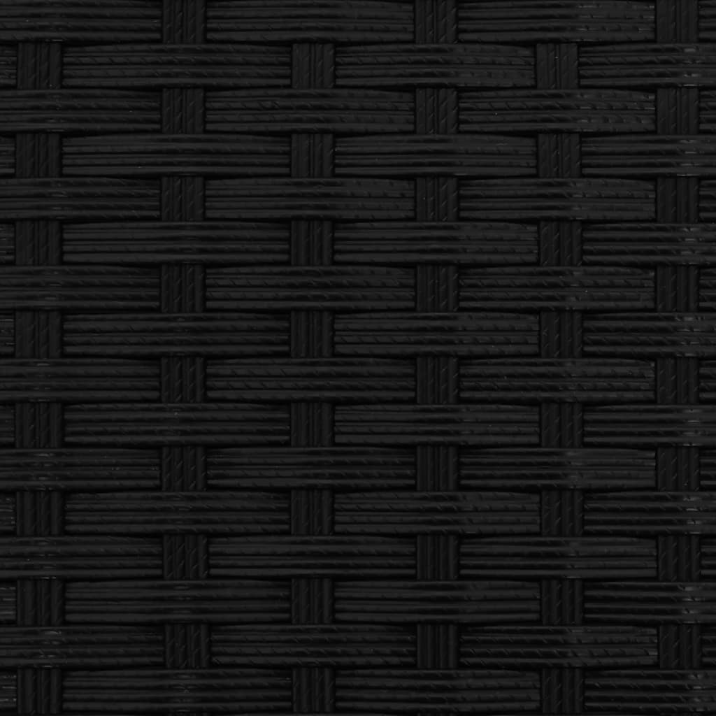 Sofá de jardim de 3 lugares com toldo e bancos vime PE preto