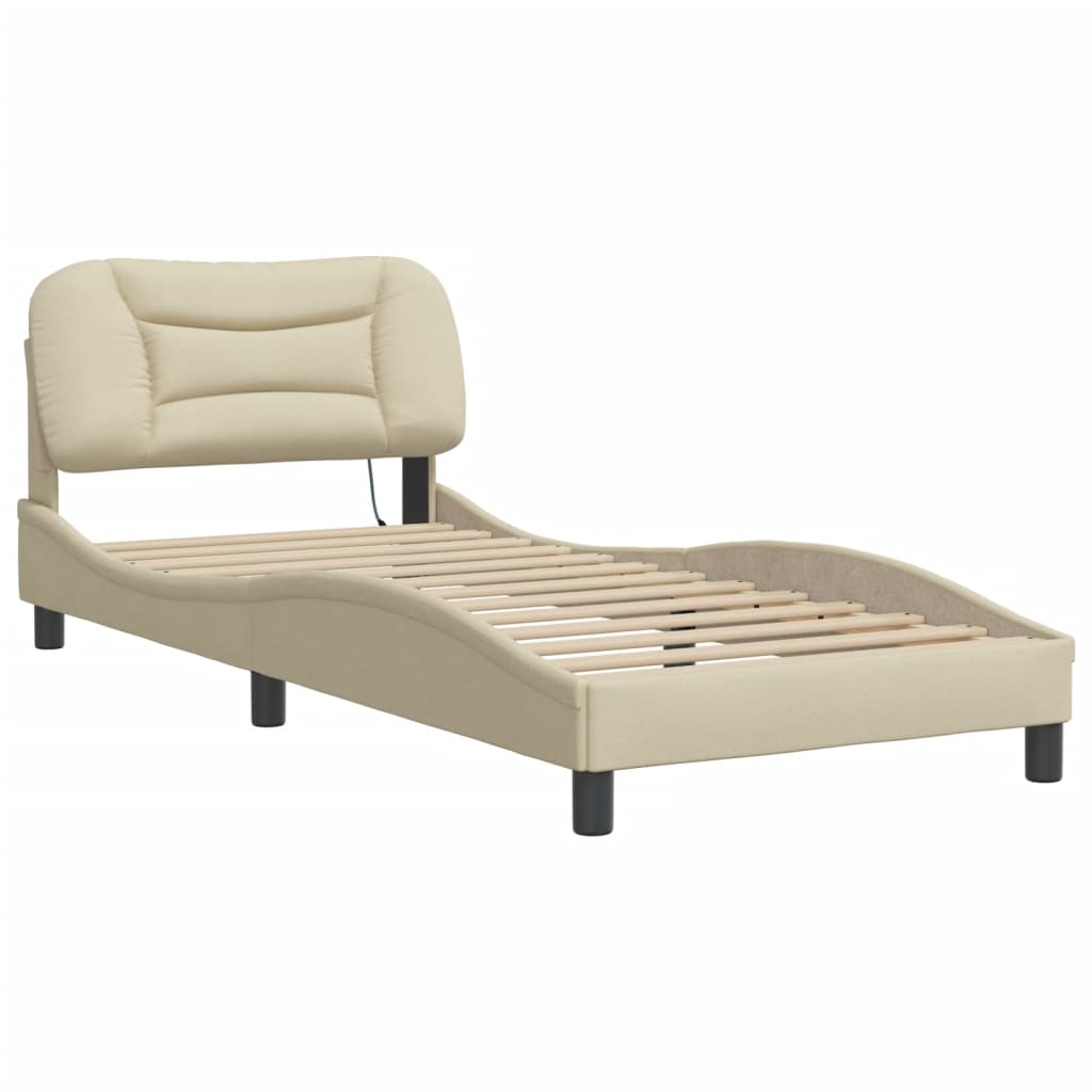Estrutura de cama sem colchão Hvar 90x190 cm tecido creme