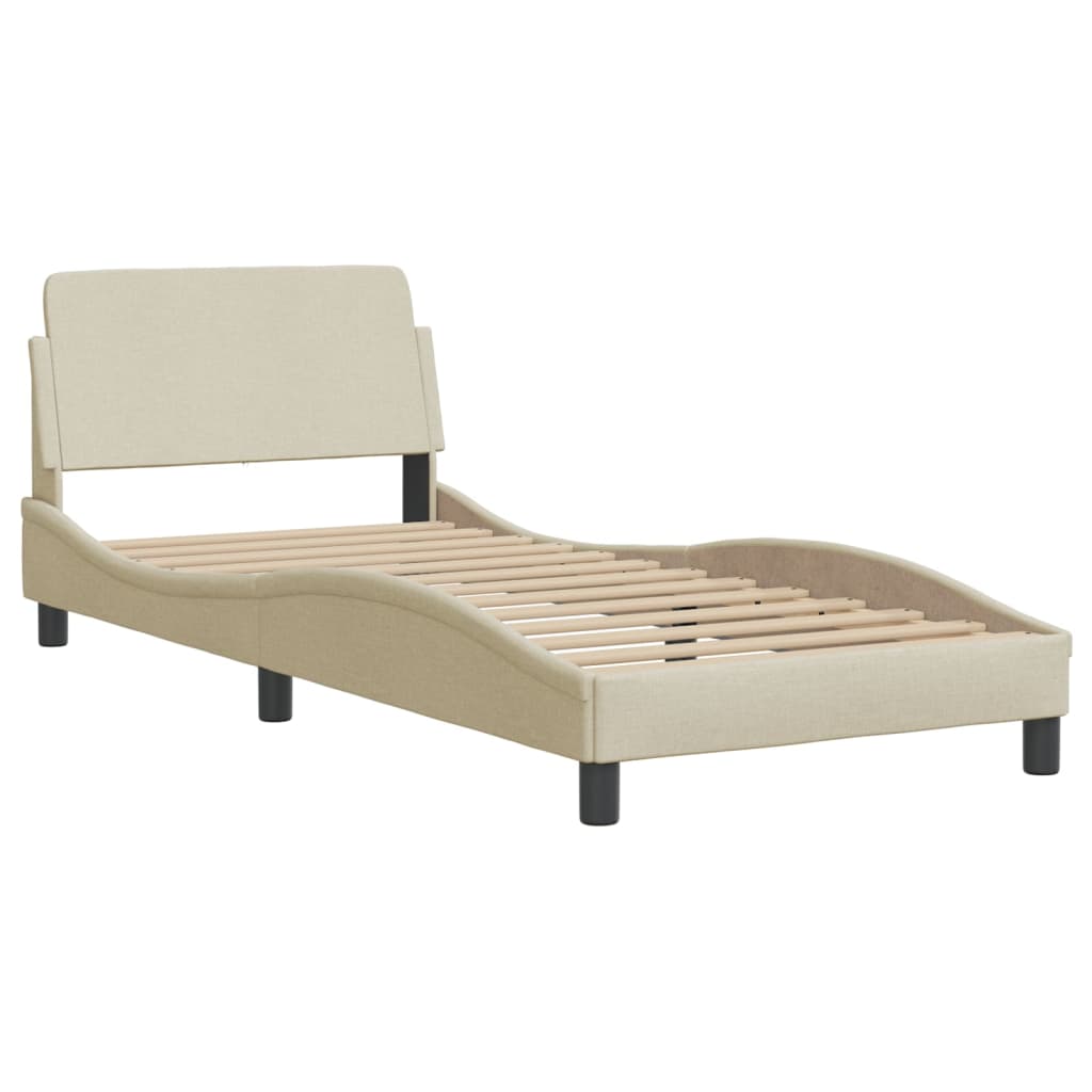 Estrutura de cama sem colchão Hvar 90x190 cm tecido creme
