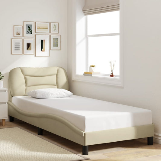 Estrutura de cama sem colchão Hvar 90x190 cm tecido creme