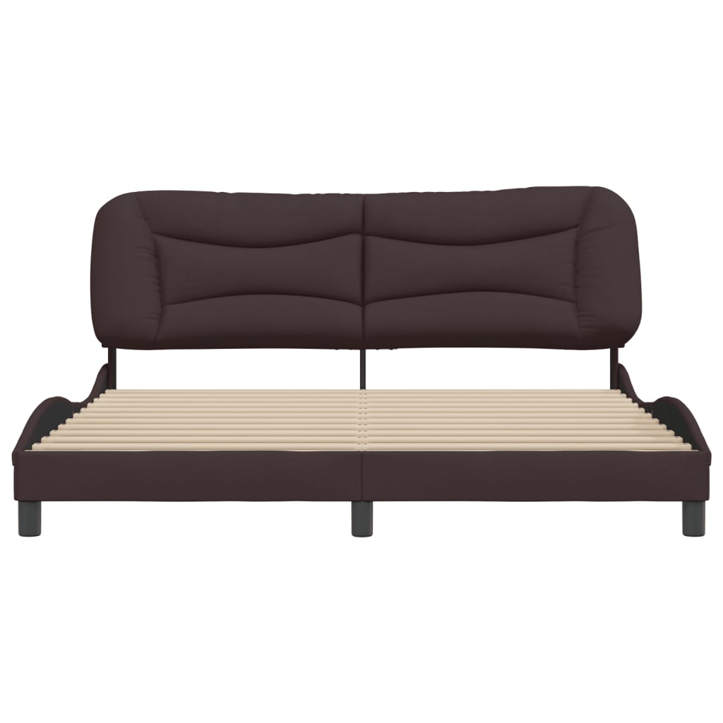 Estrutura de cama sem colchão Hvar 180x200 cm tecido castanho-escuro