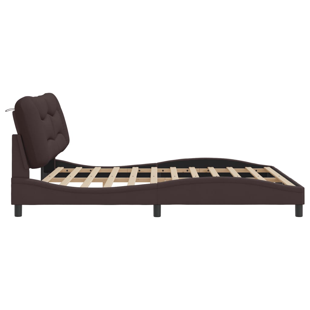 Estrutura de cama sem colchão Hvar 180x200 cm tecido castanho-escuro