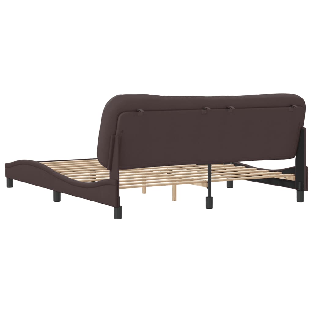 Estrutura de cama sem colchão Hvar 180x200 cm tecido castanho-escuro
