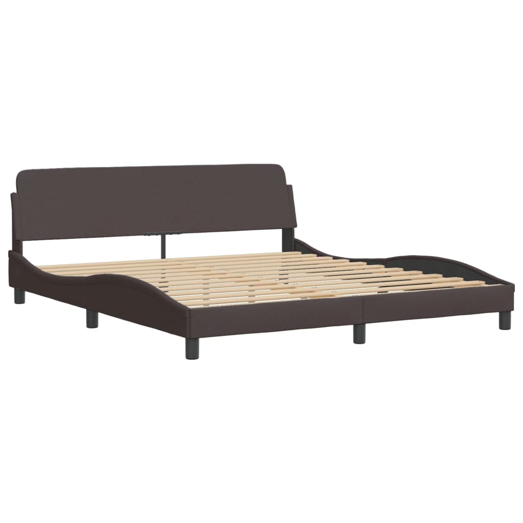 Estrutura de cama sem colchão Hvar 180x200 cm tecido castanho-escuro