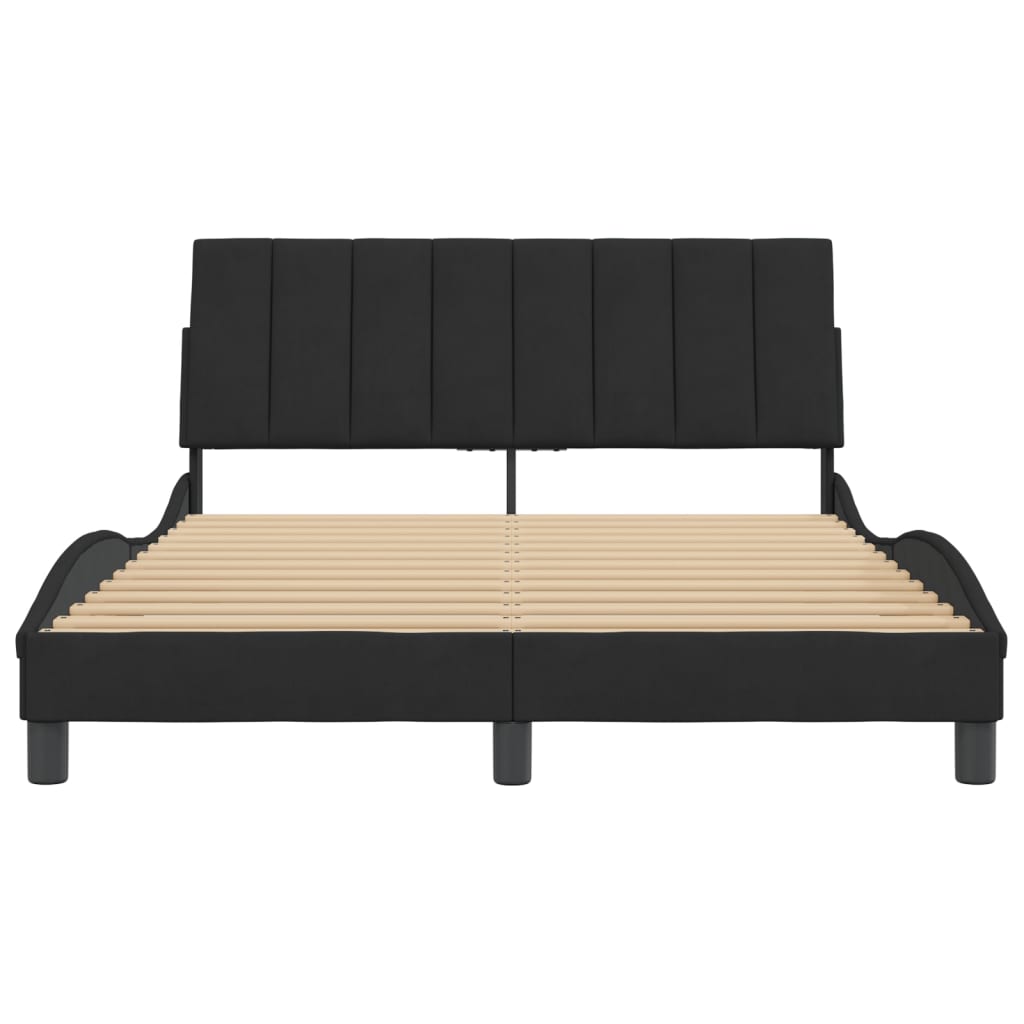 Estrutura de cama sem colchão Hanko 140x190 cm veludo preto