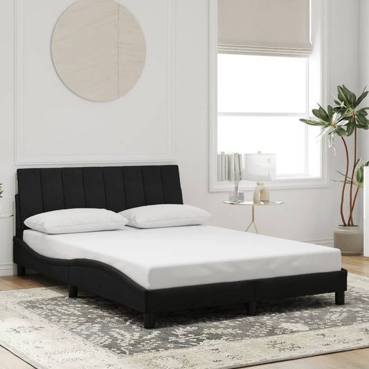Estrutura de cama sem colchão Hanko 140x190 cm veludo preto