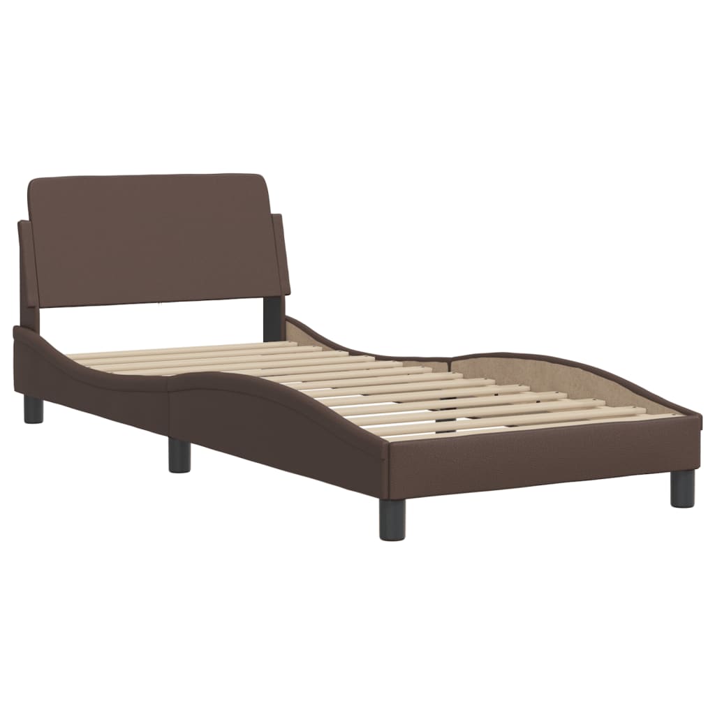 Cama com colchão Dover 80x200 cm couro artificial castanho
