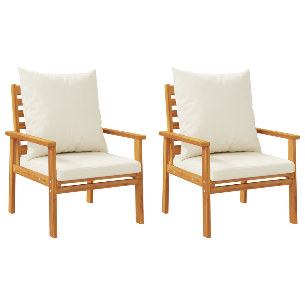 Cadeira de jardim 2 pcs c/ almofadão madeira de acácia maciça