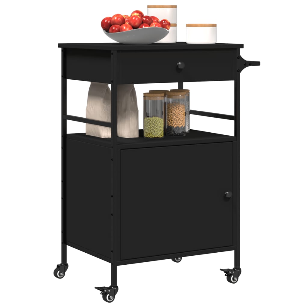 Carrinho de cozinha 56x43x89,5 cm derivados de madeira preto