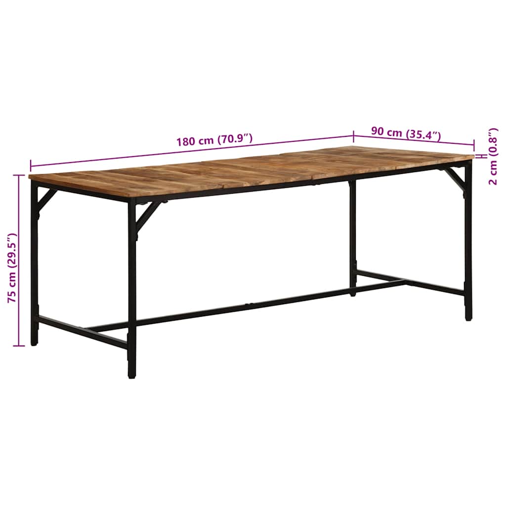 Mesa de jantar 180x90x75 cm madeira de mangueira maciça