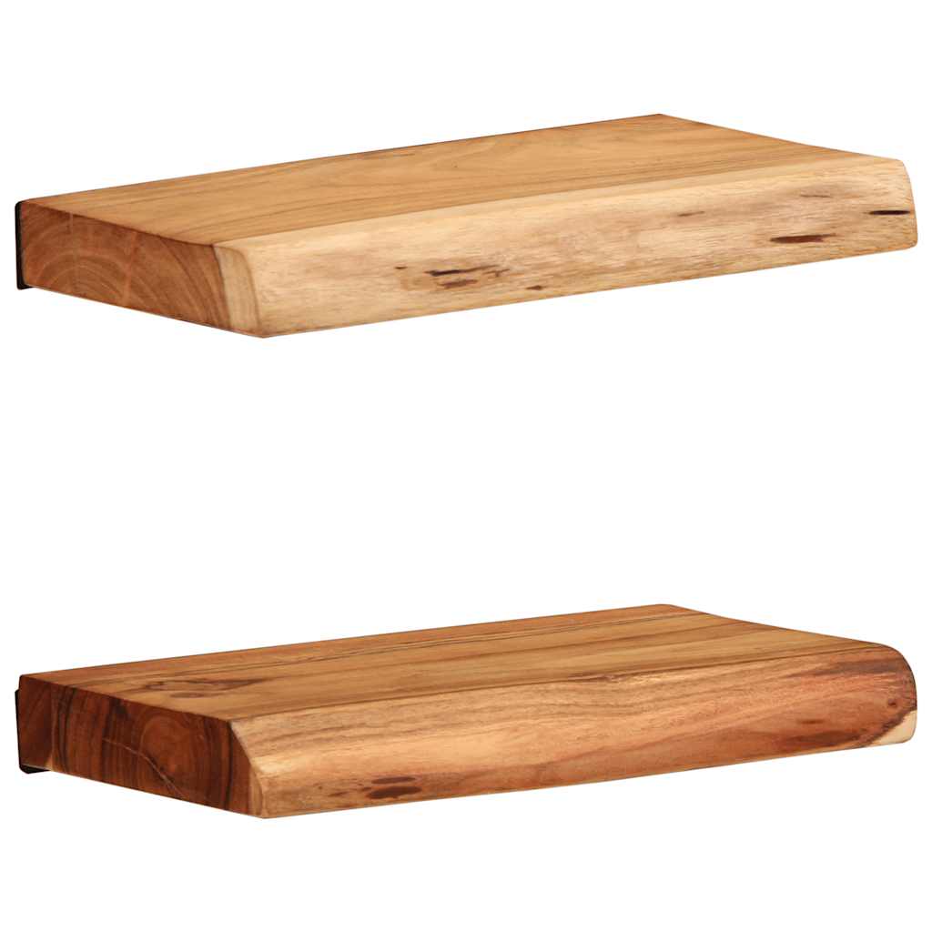 Prateleiras parede 2 pcs 30x20x3,5 cm madeira de acácia maciça
