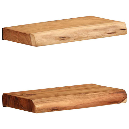 Prateleiras parede 2 pcs 30x20x3,5 cm madeira de acácia maciça