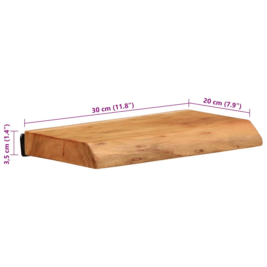 Prateleiras parede 2 pcs 30x20x3,5 cm madeira de acácia maciça
