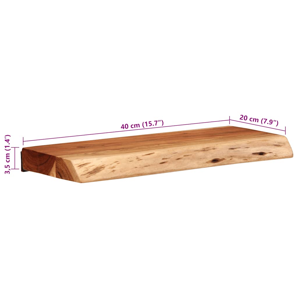 Prateleiras parede 2 pcs 40x20x3,5 cm madeira de acácia maciça