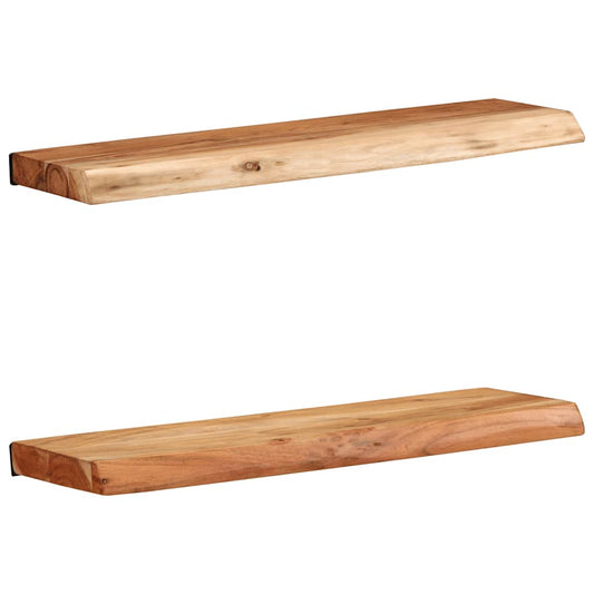 Prateleiras parede 2 pcs 60x20x3,5 cm madeira de acácia maciça