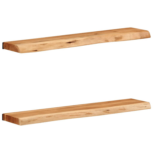 Prateleiras parede 2 pcs 80x20x3,5 cm madeira de acácia maciça