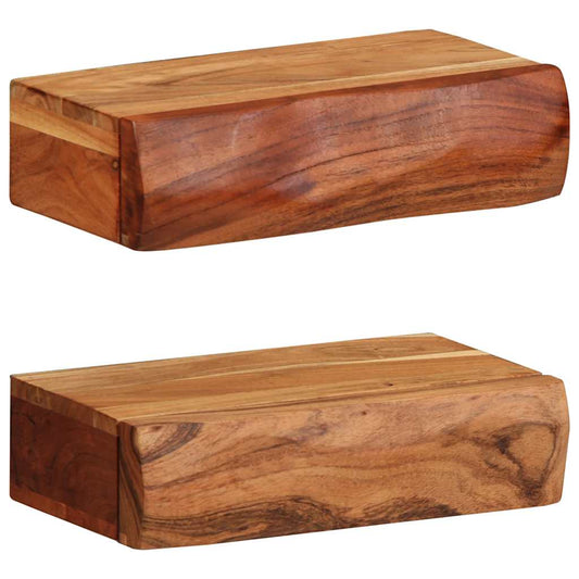 Prateleiras parede 2 pcs 30x17x8 cm madeira de acácia maciça