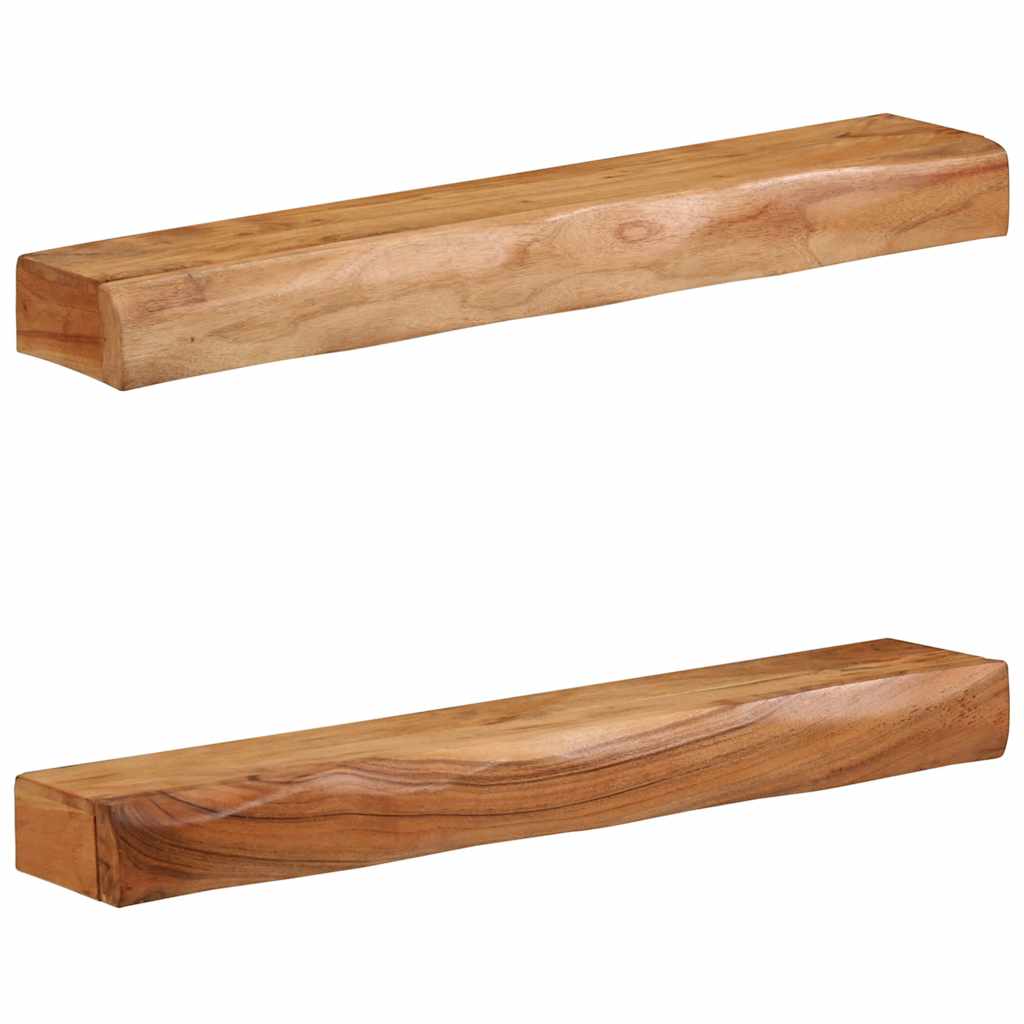 Prateleiras parede 2 pcs 80x17x8 cm madeira de acácia maciça